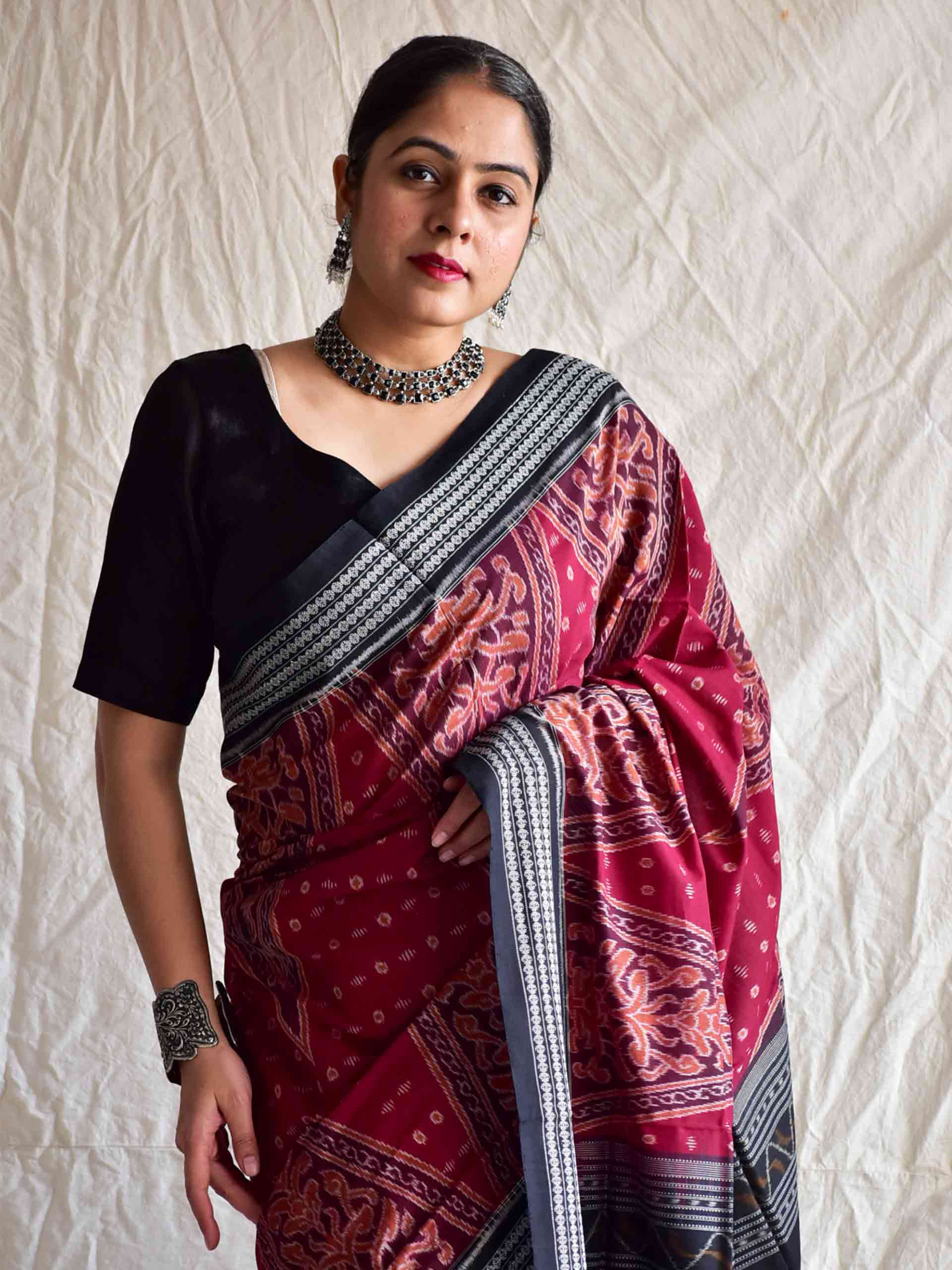 Pyramids - Handwoven ikat saree