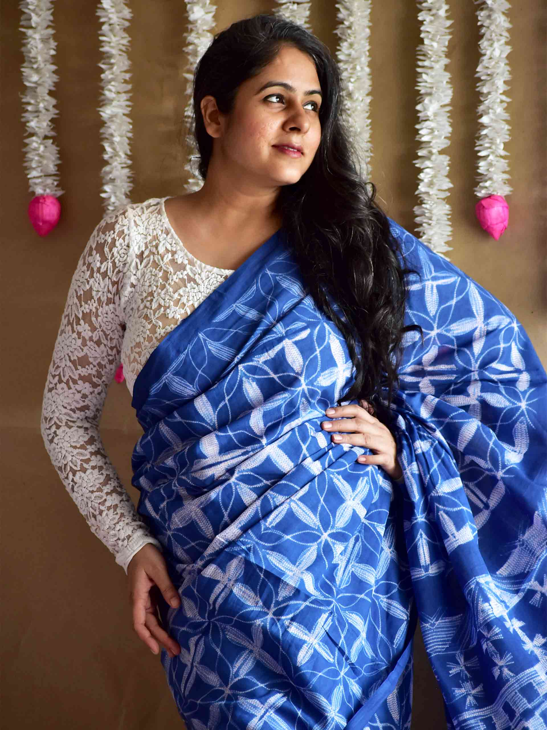 malhaar - Shibori mul saree