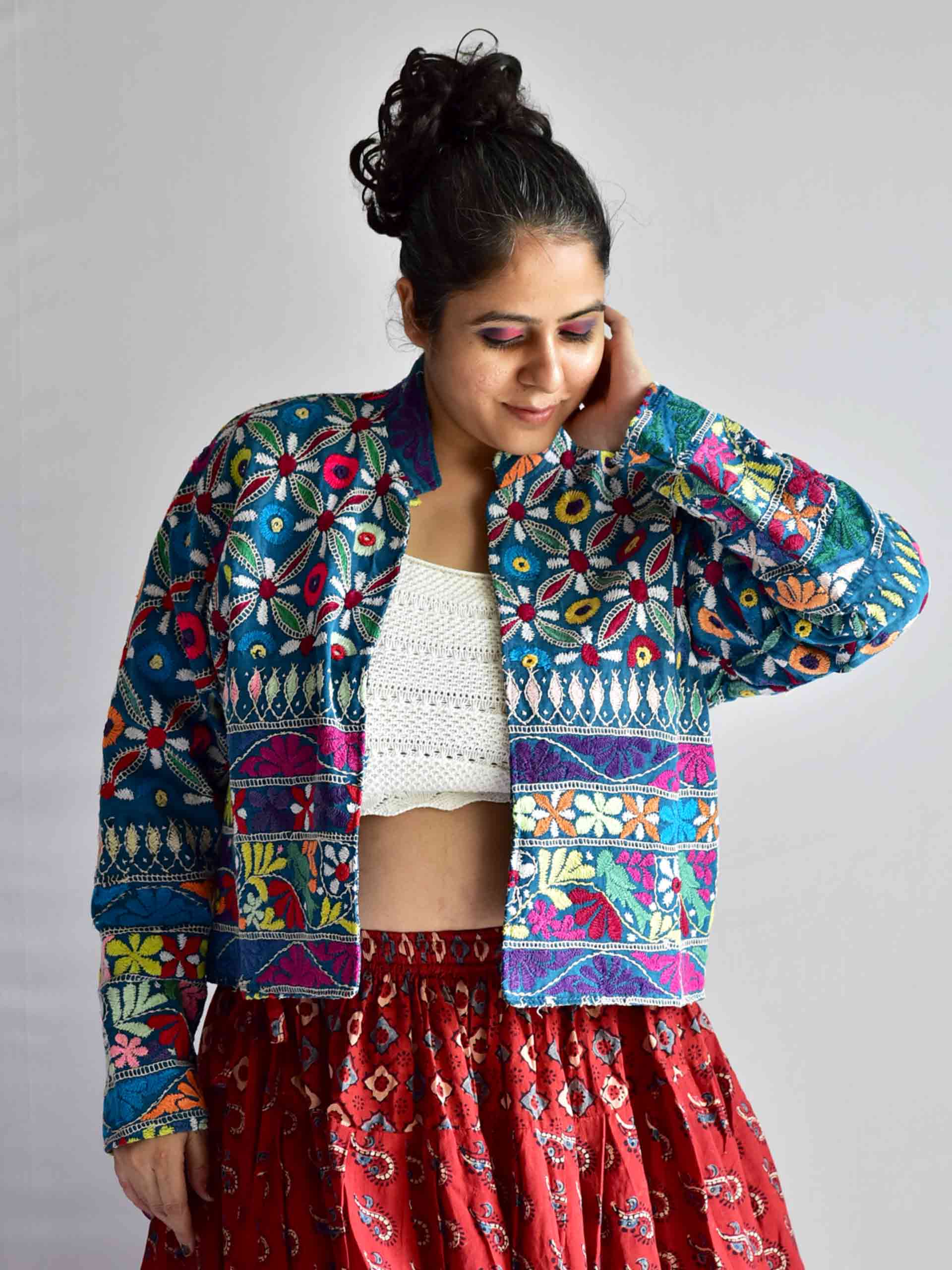 Dandiya - hand embroidered patchwork Reversible jacket