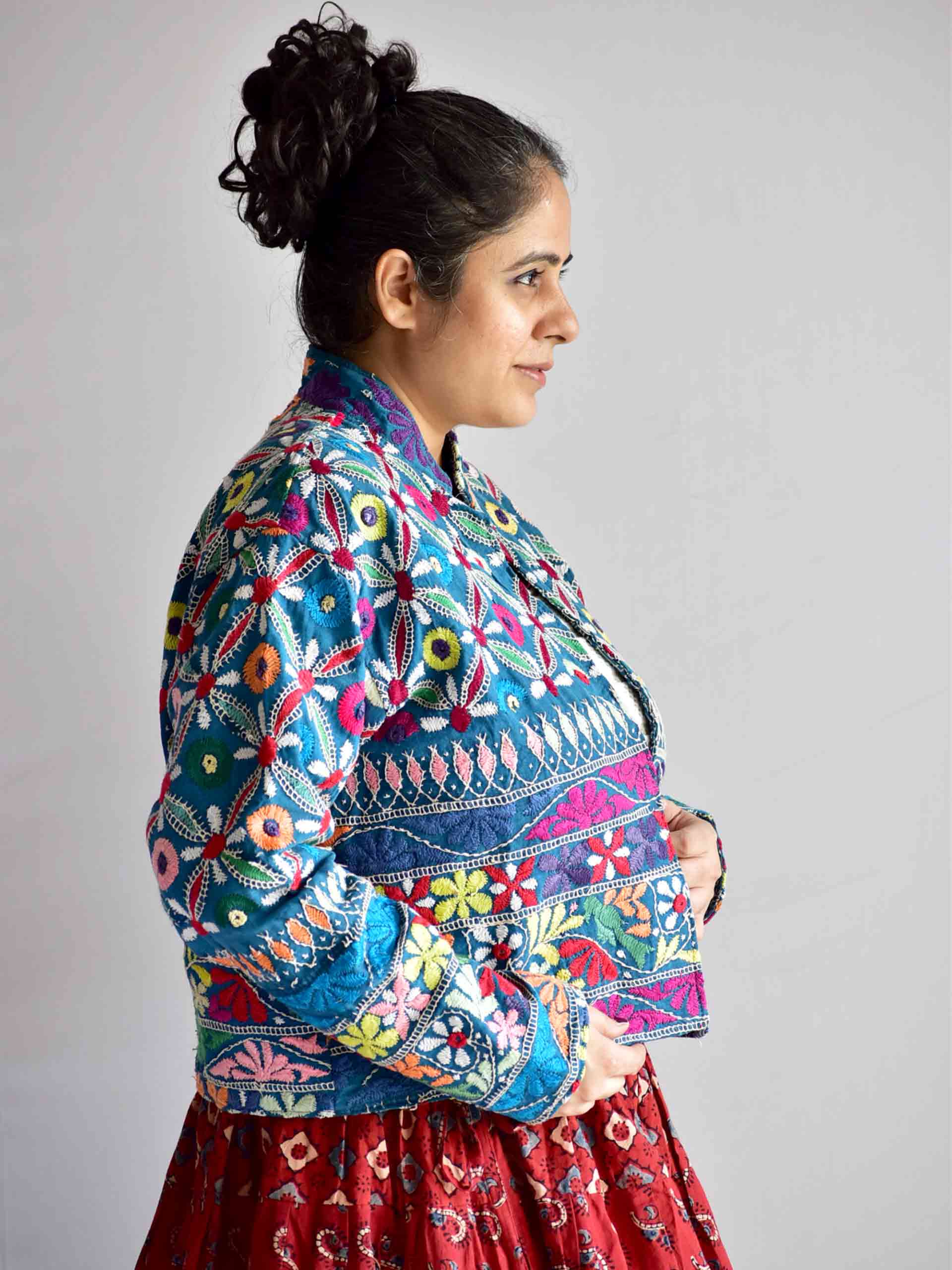 Dandiya - hand embroidered patchwork Reversible jacket