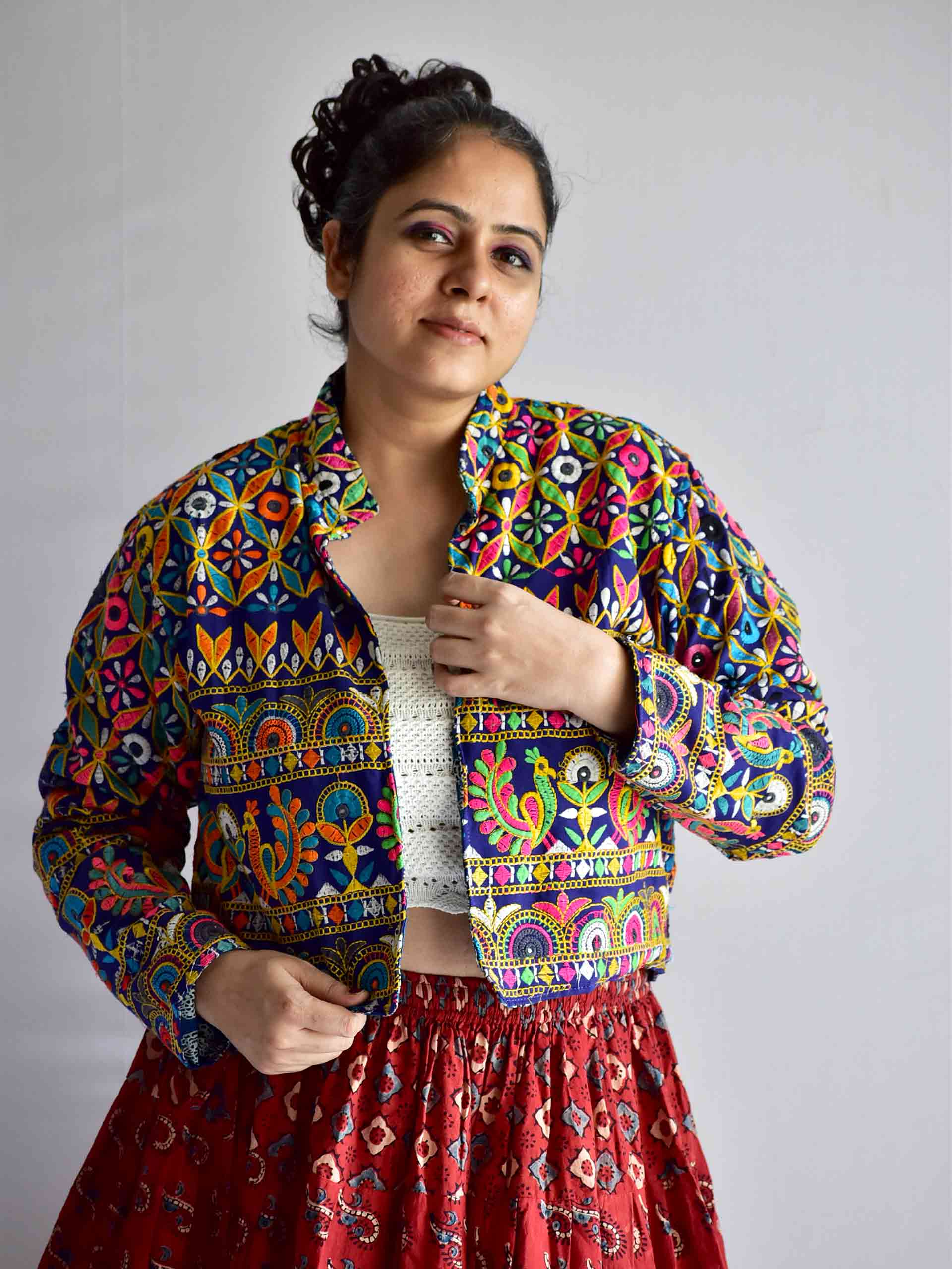 Bindni- hand embroidered patchwork Reversible jacket