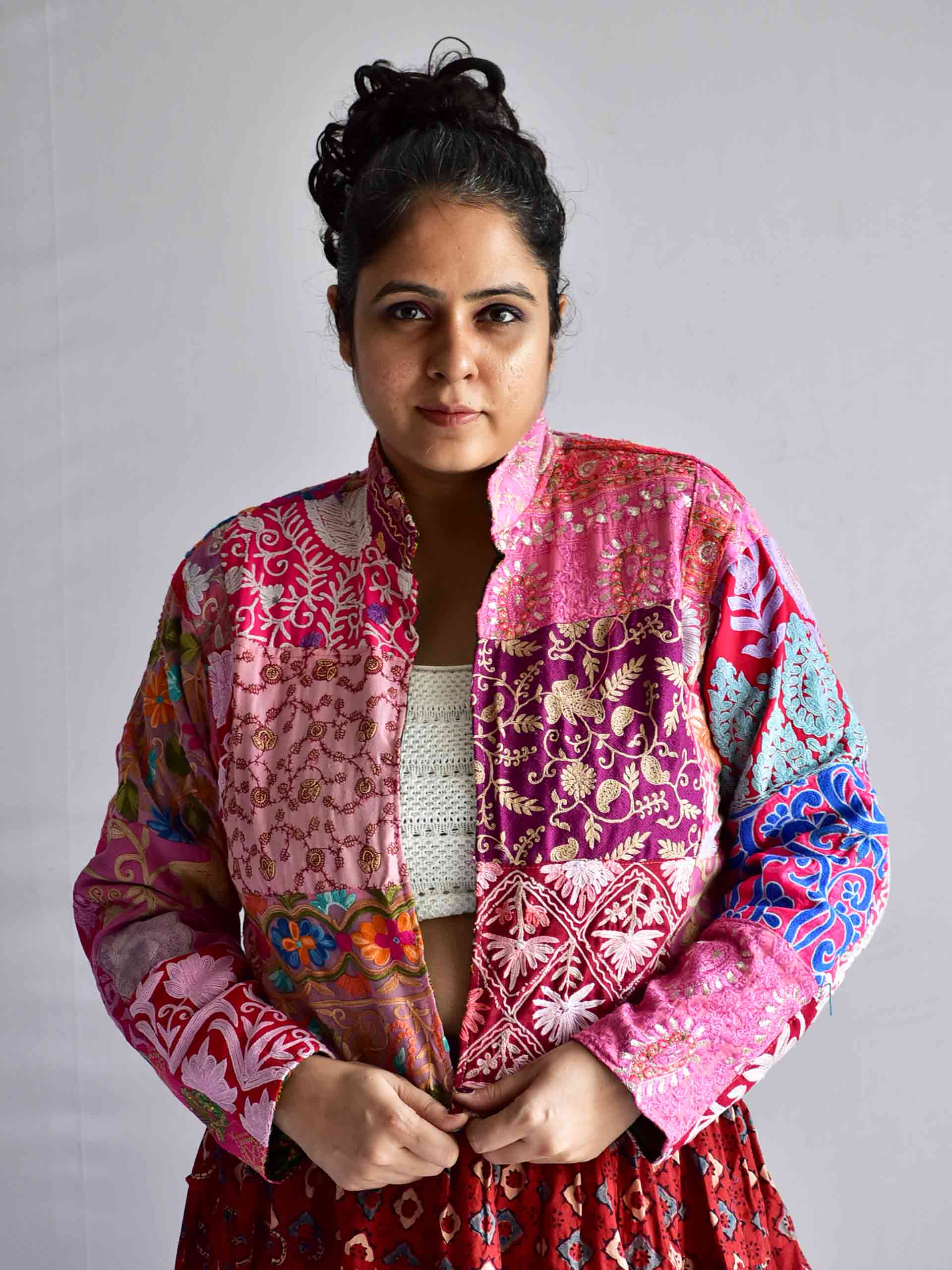 Diler - hand embroidered patchwork Reversible jacket