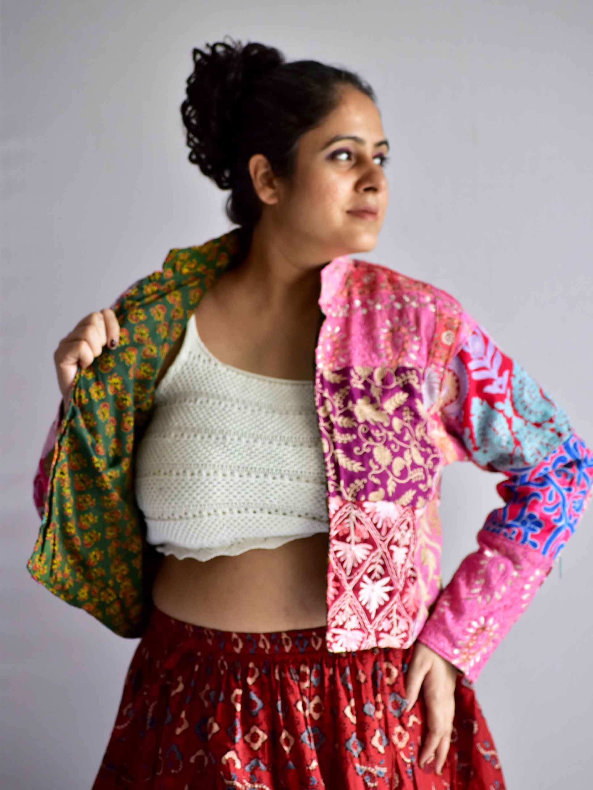 Diler - hand embroidered patchwork Reversible jacket