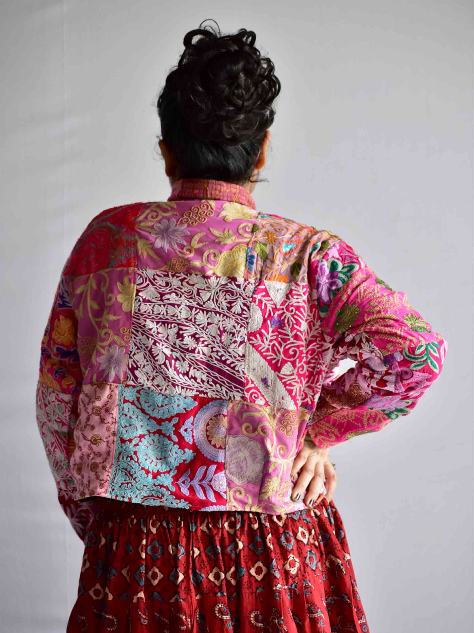 Diler - hand embroidered patchwork Reversible jacket