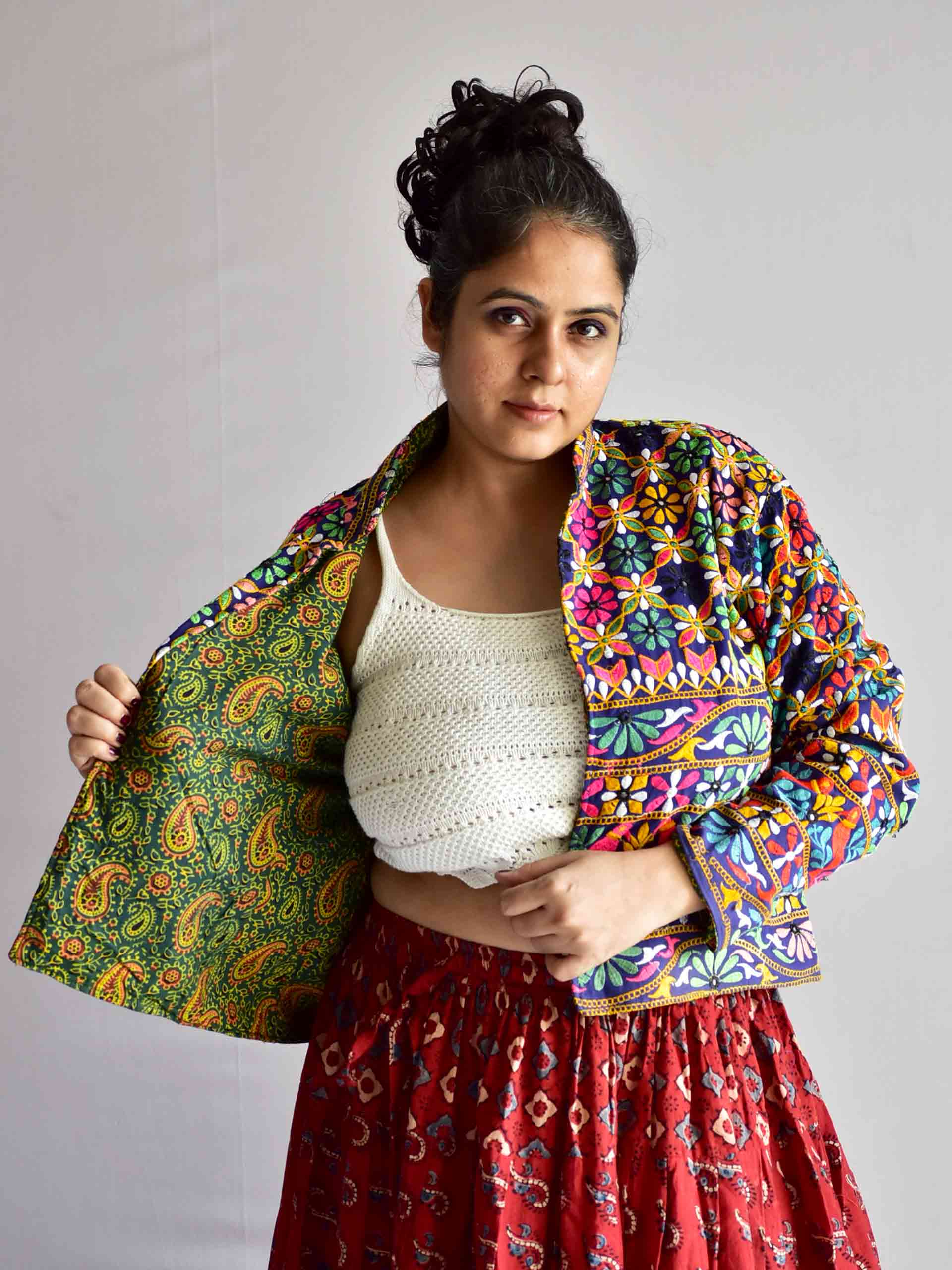 Ghangor - hand embroidered patchwork Reversible jacket