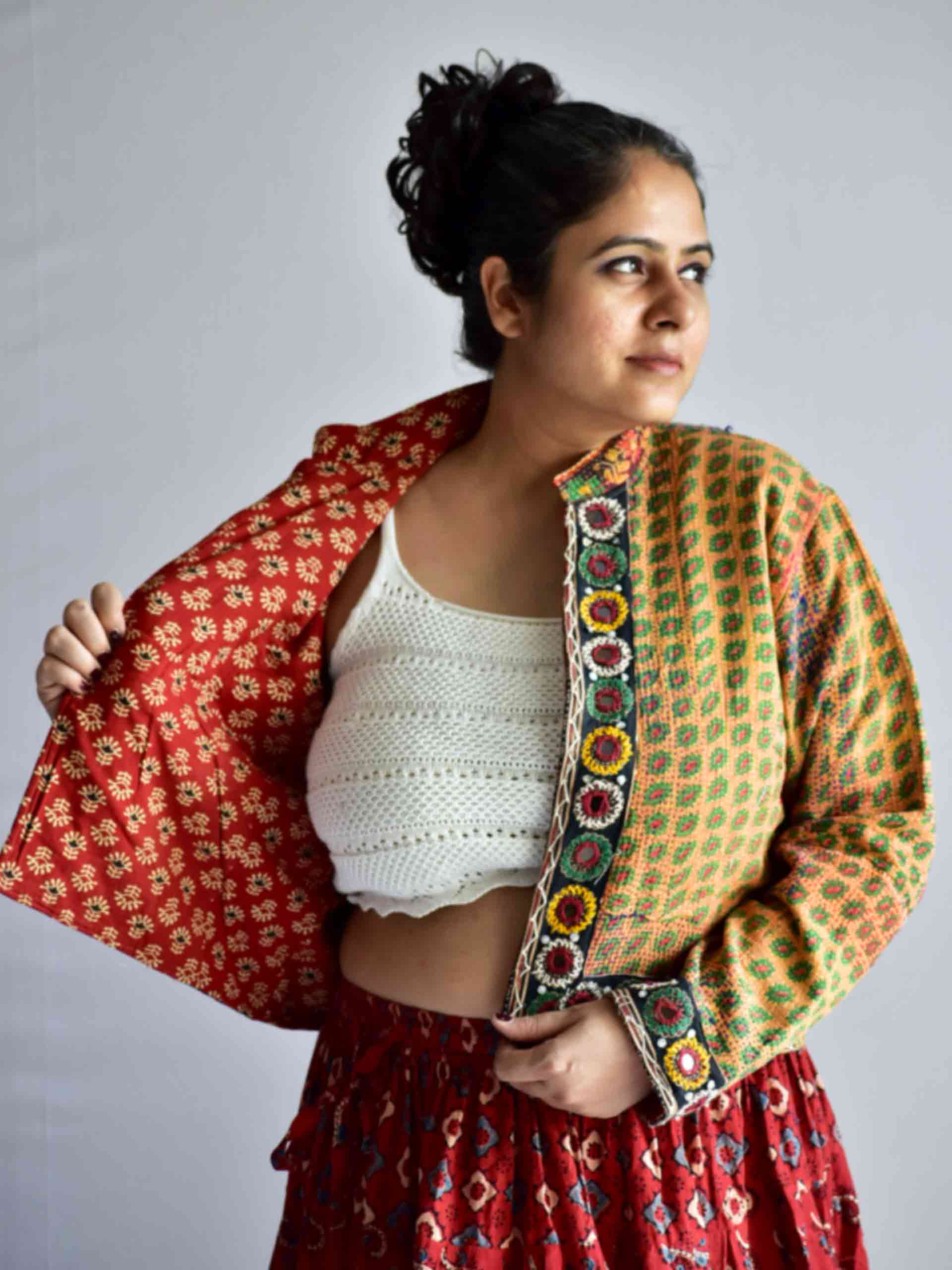 Malhaar - hand embroidered patchwork Reversible jacket