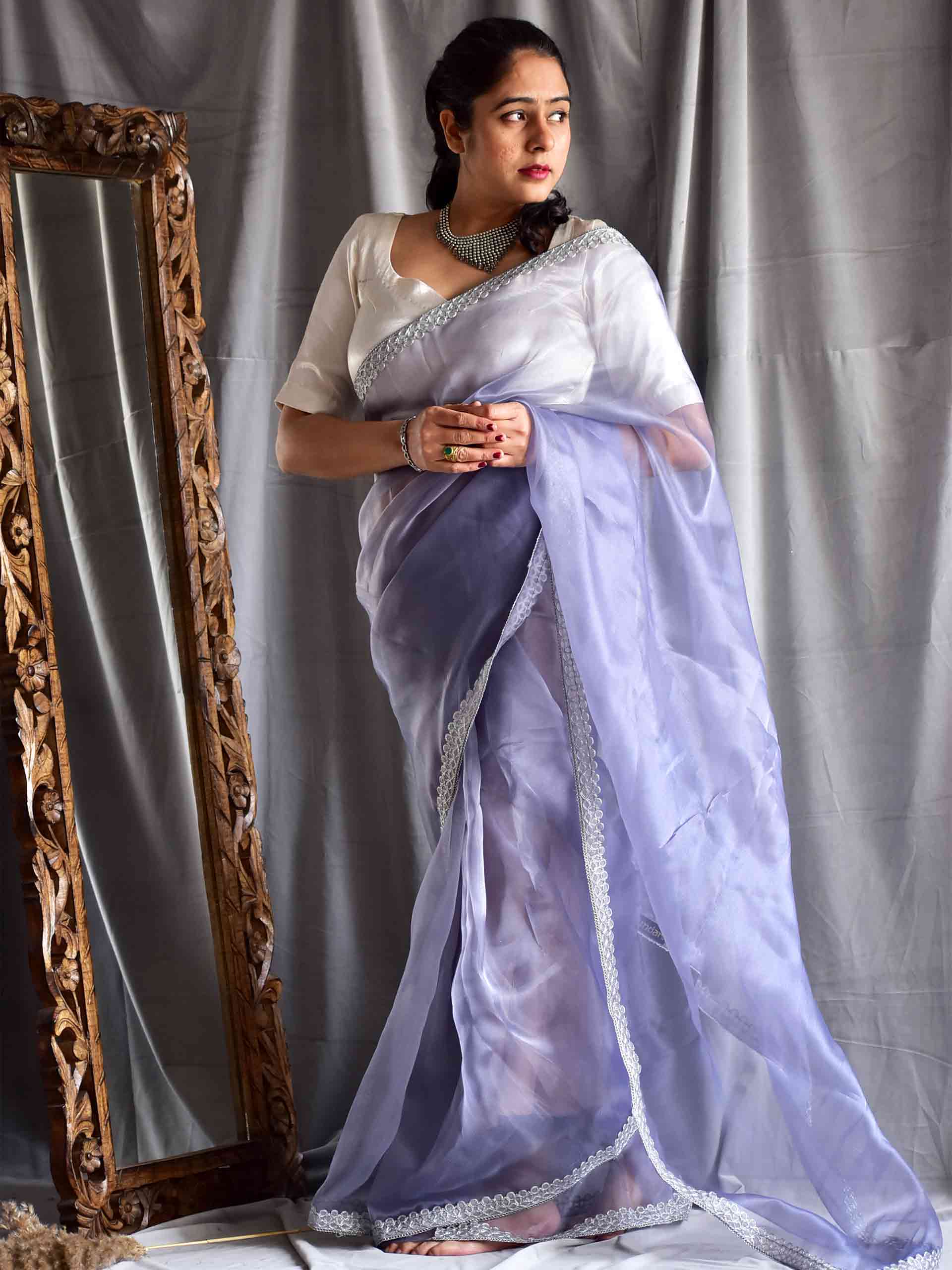 Buy IrisTheStudio Women Purple Pure Silk Embellished, Self Design, Woven  Banarasi Saree Online at Best Prices in India - JioMart.