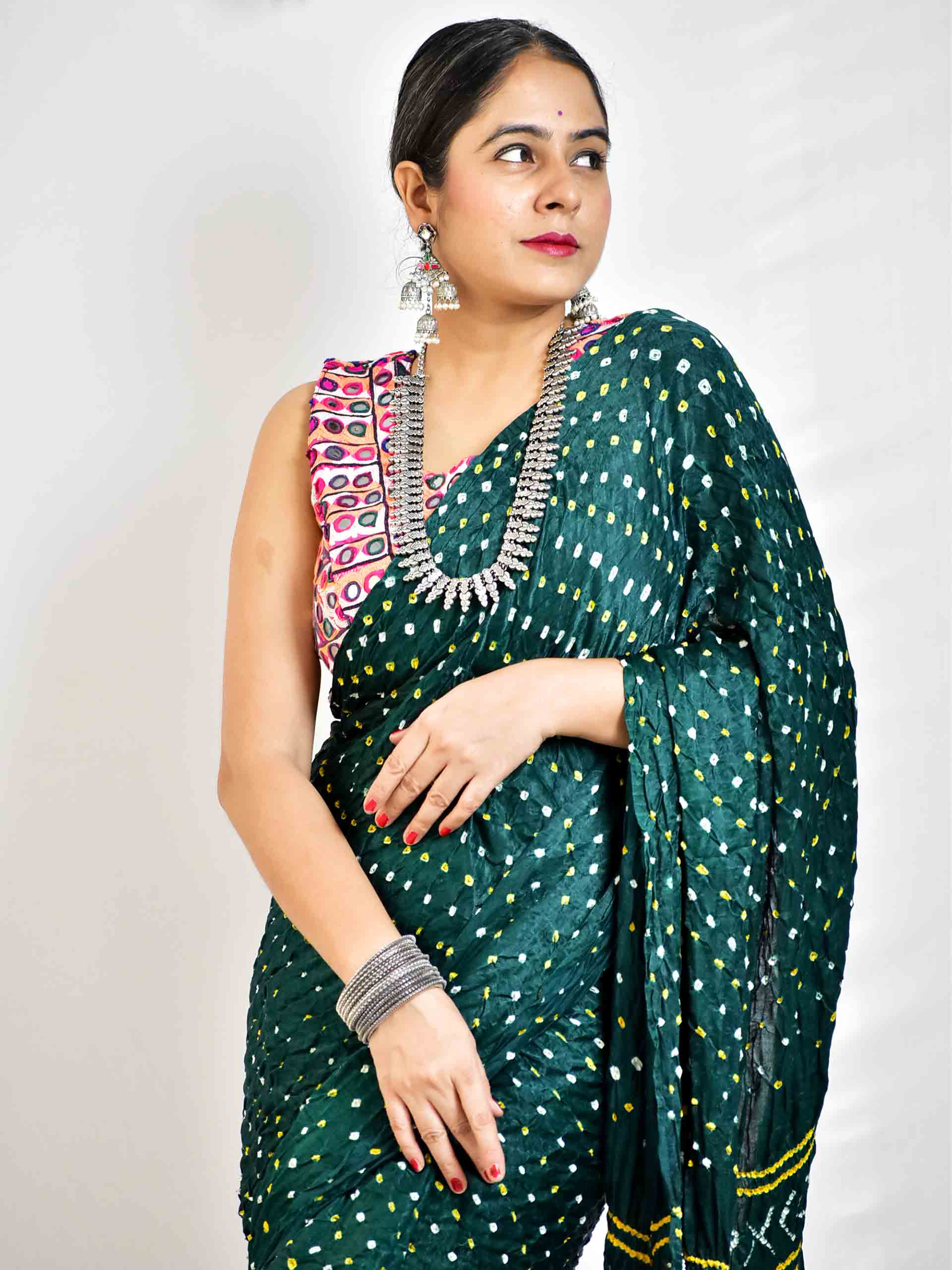 Pure Gaji Silk Bandhani Saree For Ladies at Rs.5550/Piece in ahmedabad  offer by Balaji Patola