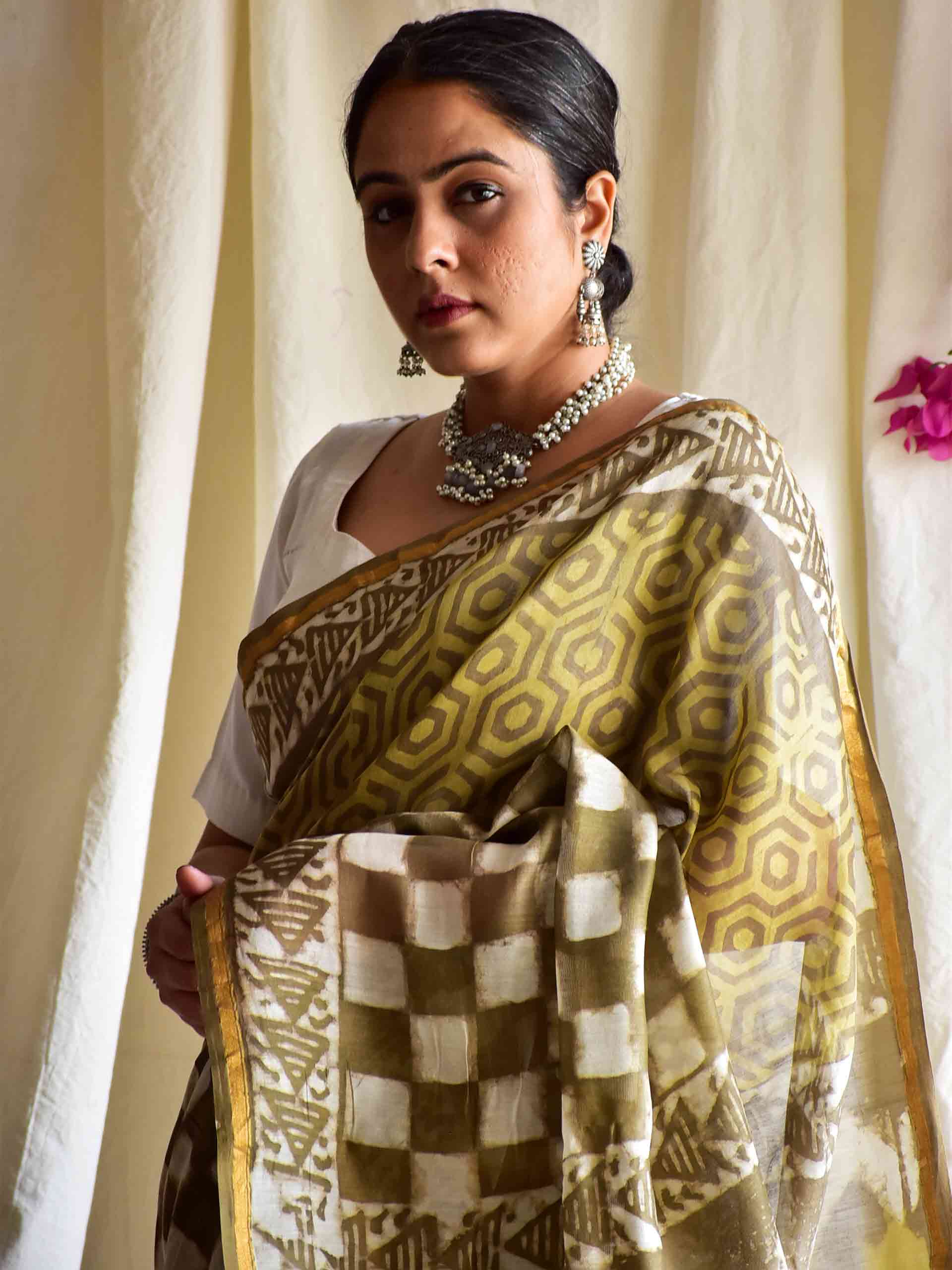 Meraki - Dabu Chanderi silk saree