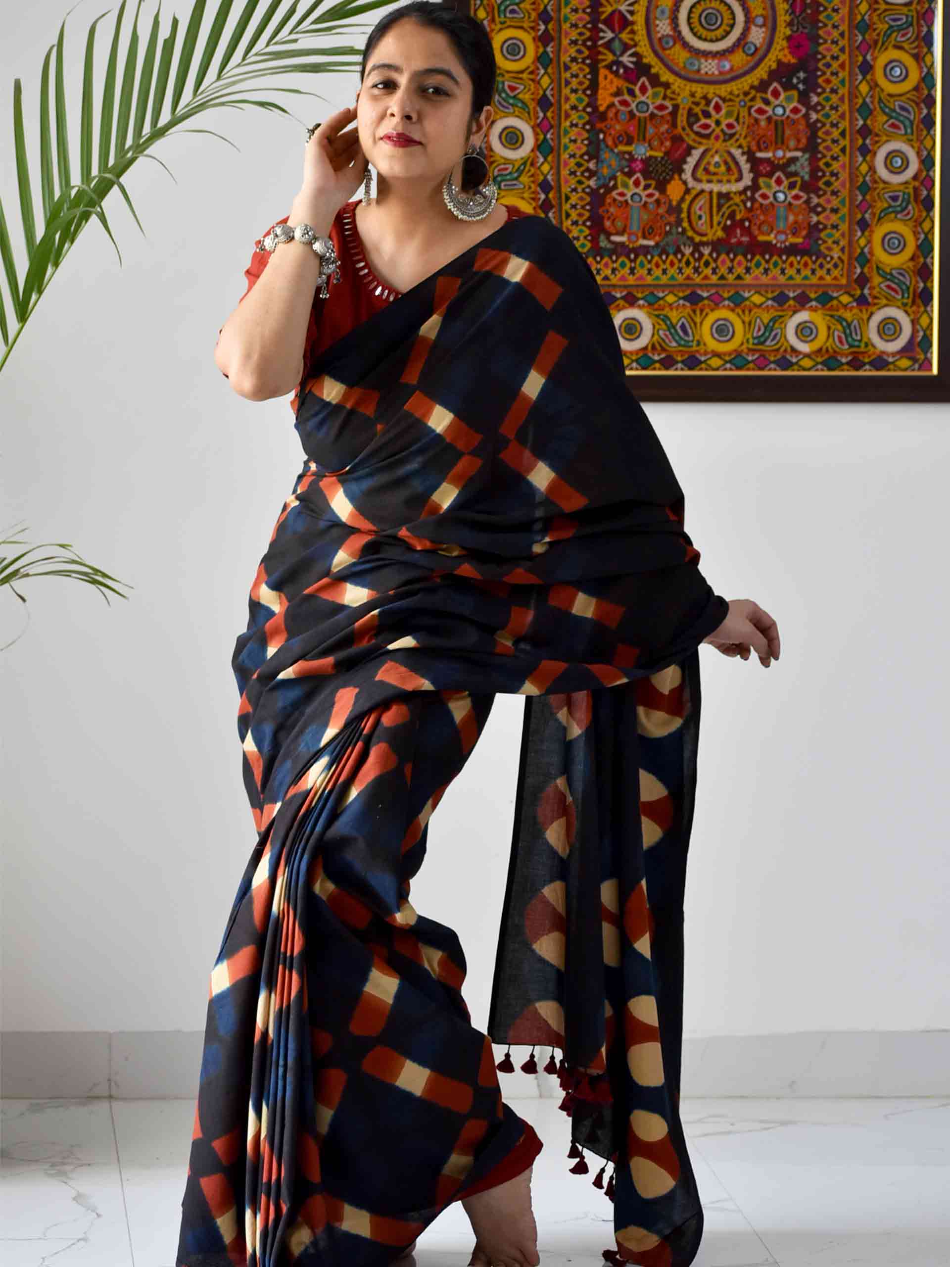 Buy Clamp Dyed Cotton Saree Online