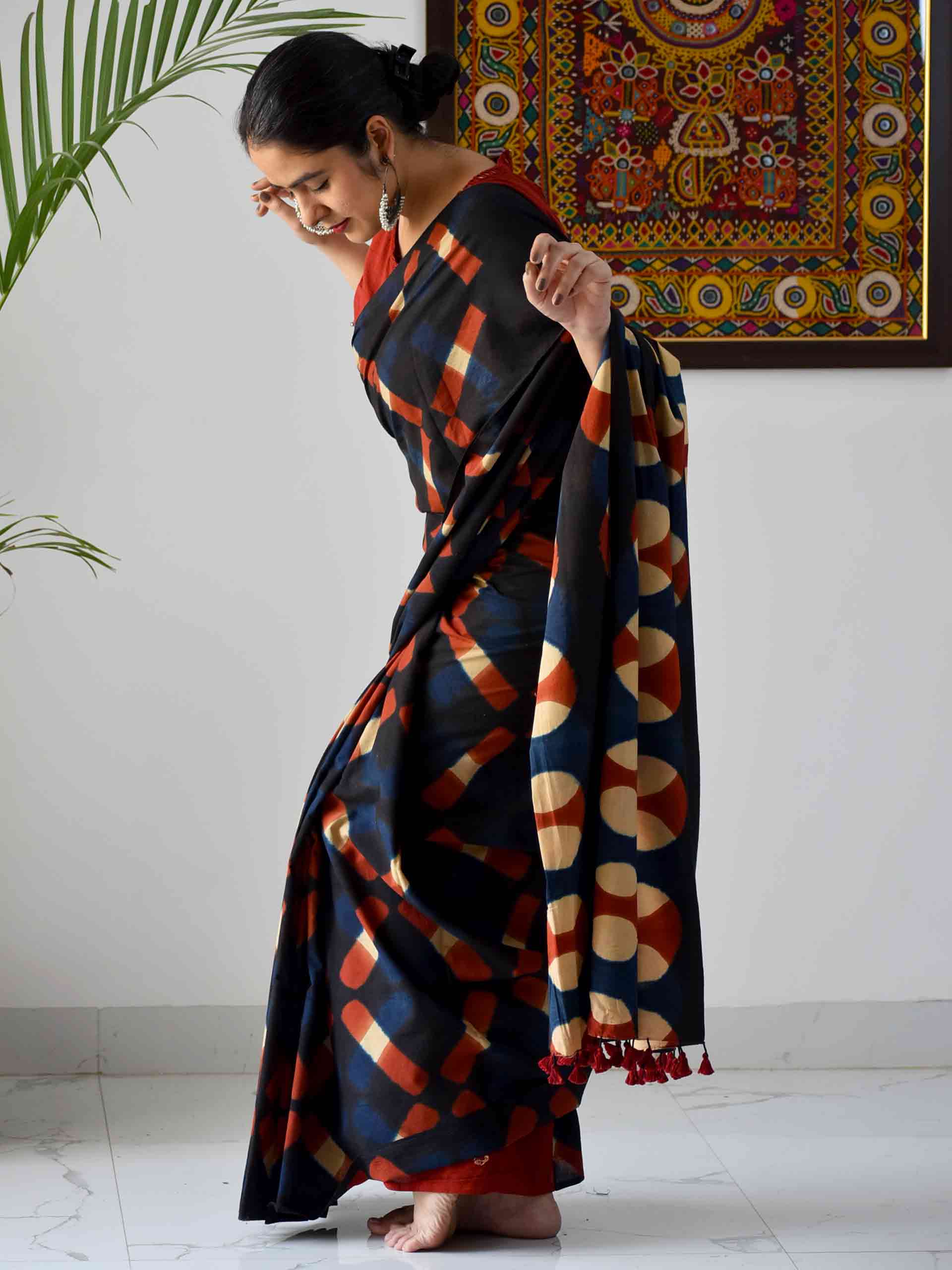 Buy Clamp Dyed Cotton Saree Online