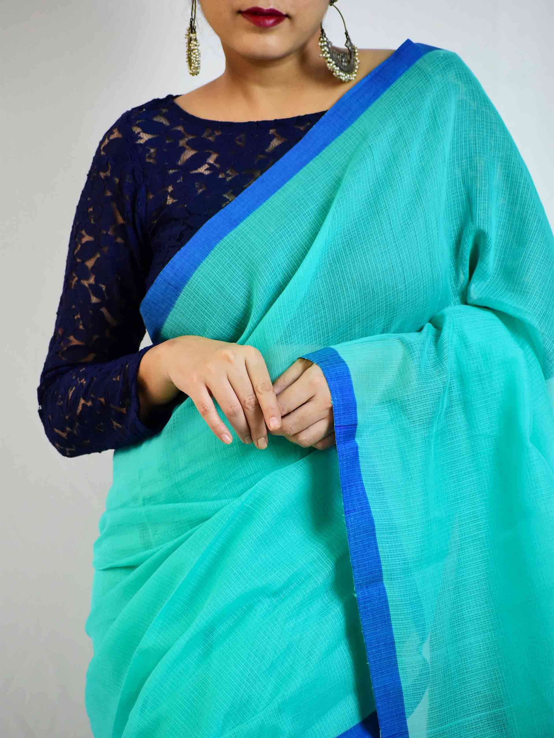 Buy Multicolor Shaded Saree In Organza With Unstitched Blouse Piece