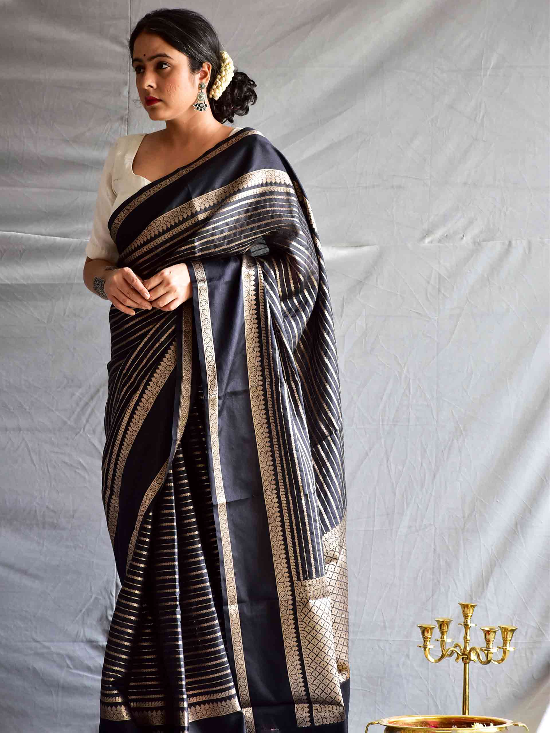 Hand Block Printed Red Black Chanderi Saree – Ethnic Rajasthan